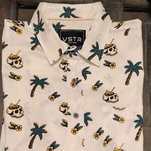 VSTR White Tropical Print Shirt